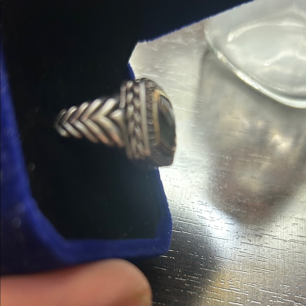 Silver Ring With Square Gemstone - image 2